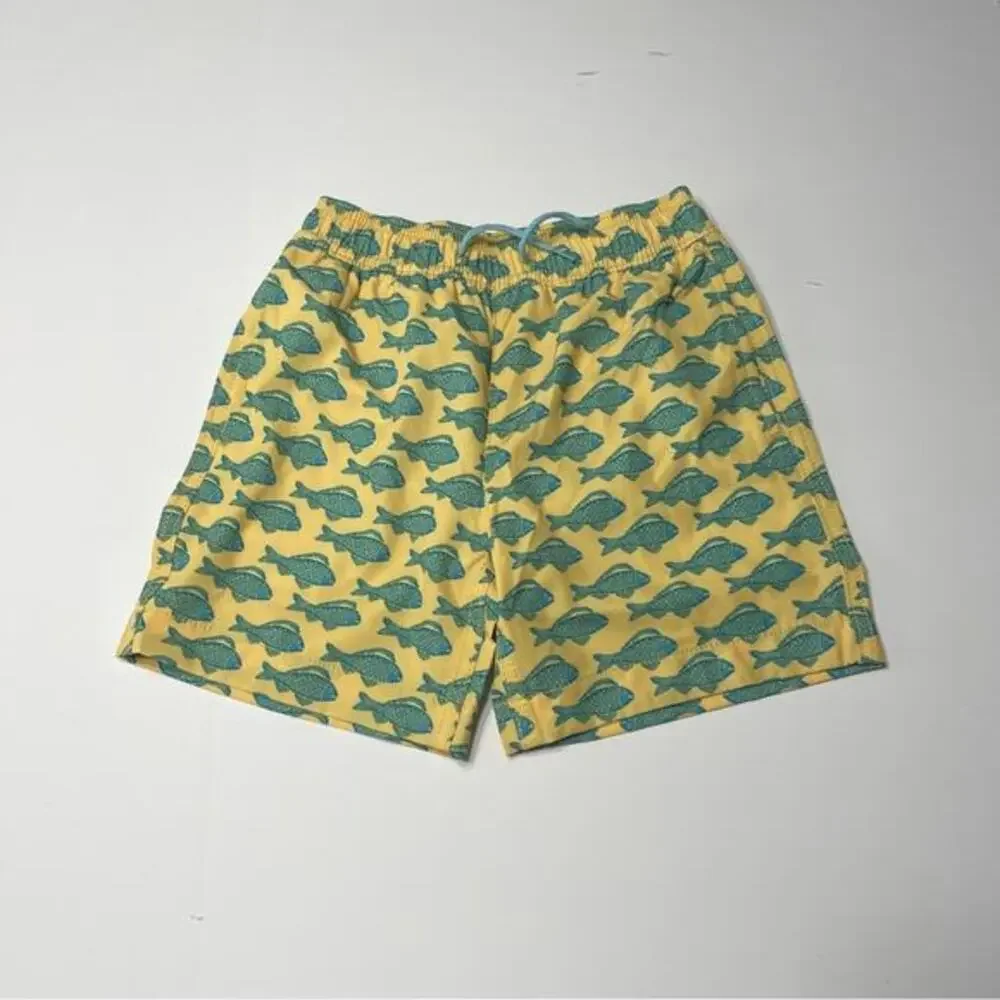J‎ Crew Crew Cuts Boys Goldfish Swim Trunks Yellow Green
